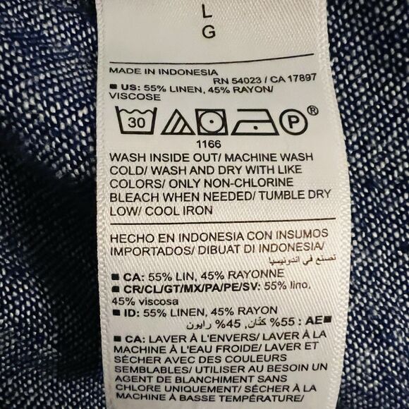 Old Navy Blue Linen Blend High Rise Wide Leg Cropped Pants Boho Earthy - Large - Picture 8 of 8